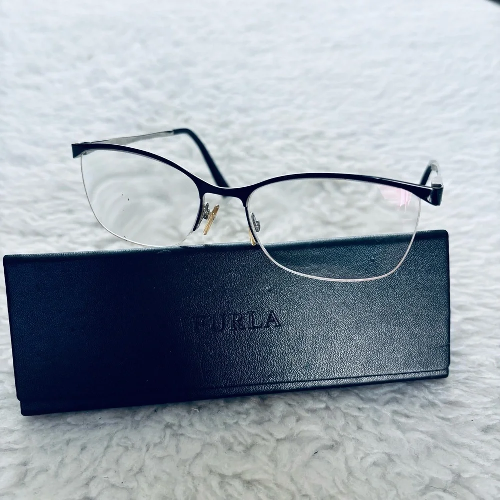 Furla Women's Black Half-Rim col.0583 Glasses Frame Only w/ case